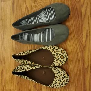 Women Leopard and Grey Flats